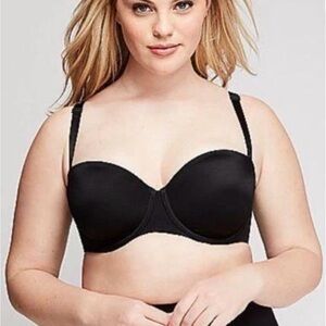 Cacique Black Smooth Lightly Lined Strapless Multi-Way Bra EUC. Size 38DD